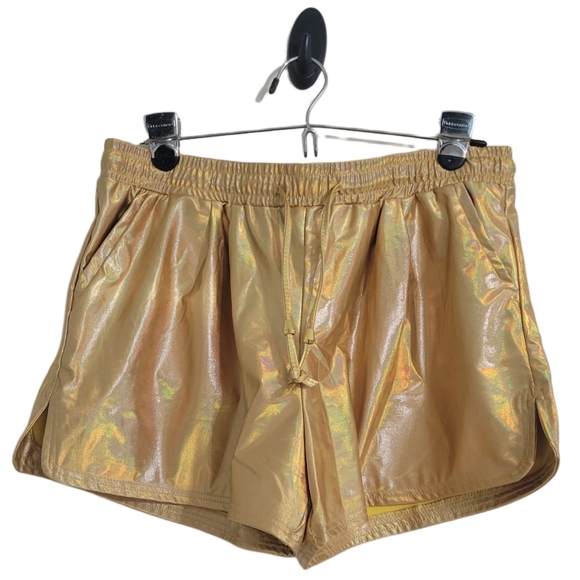 Tayday Women's Gold Holographic Running Shorts XL Drawstring - Picture 5 of 7